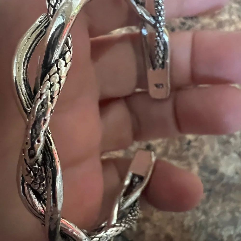 NEW 925 stamped SILVER BRAIDED TWISTED CUFF BANGLE BRACELET VERY FLEXIBLE